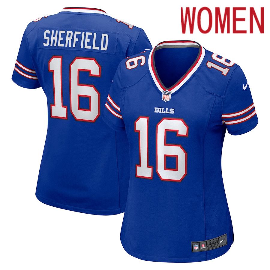 Women Buffalo Bills 16 Trent Sherfield Nike Royal Game Player NFL Jersey